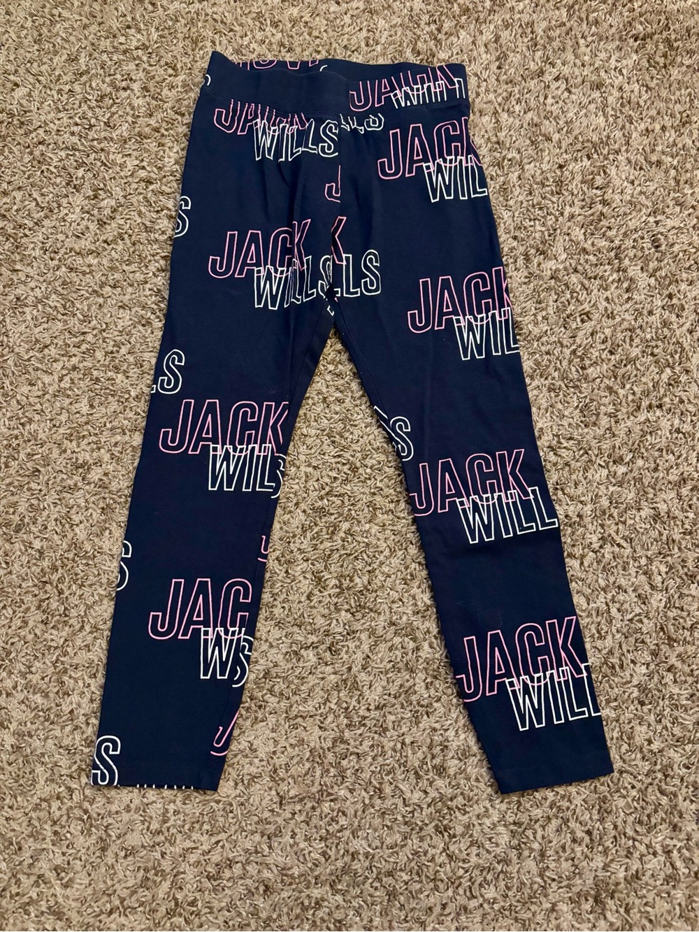 Jack Wills Navy Leggings with Pink and White Logo Print